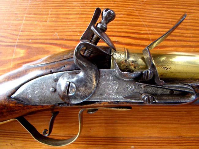 An early Queen Anne period brass barreled flintlock blunderbuss dated 1712 and used on board the H M S Ramillies — image 2